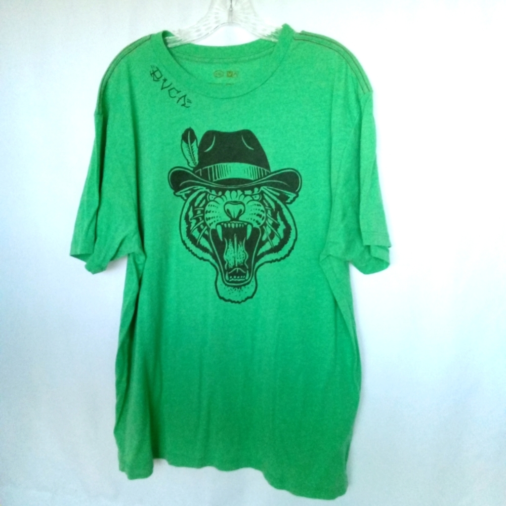 RVCA Tiger with Hat Green 2XL T-shirt